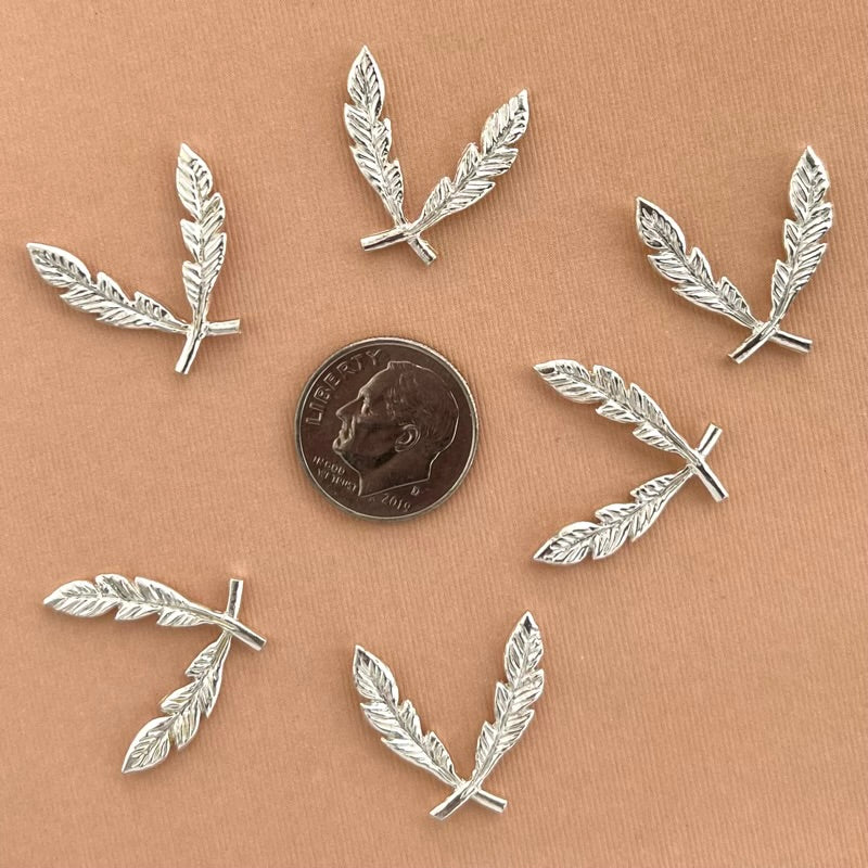 silver feather cabochon border