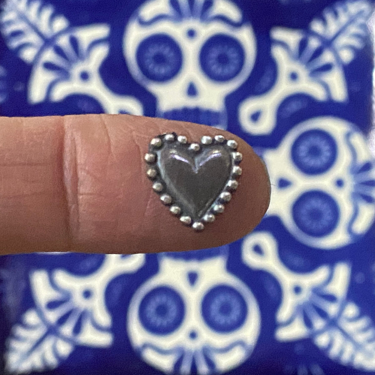 patina&#39;d beaded heart