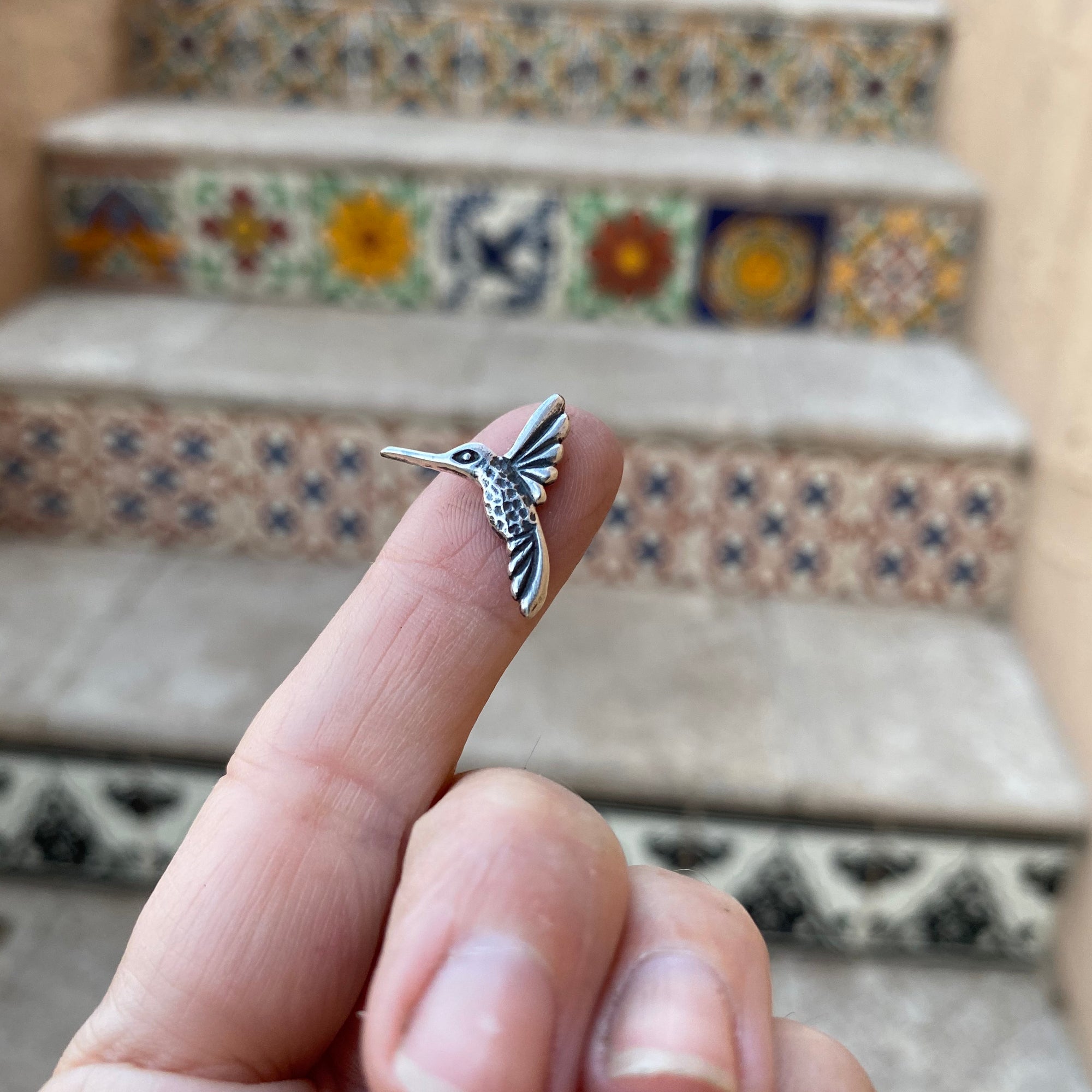 sterling silver hummingbird casting with patina