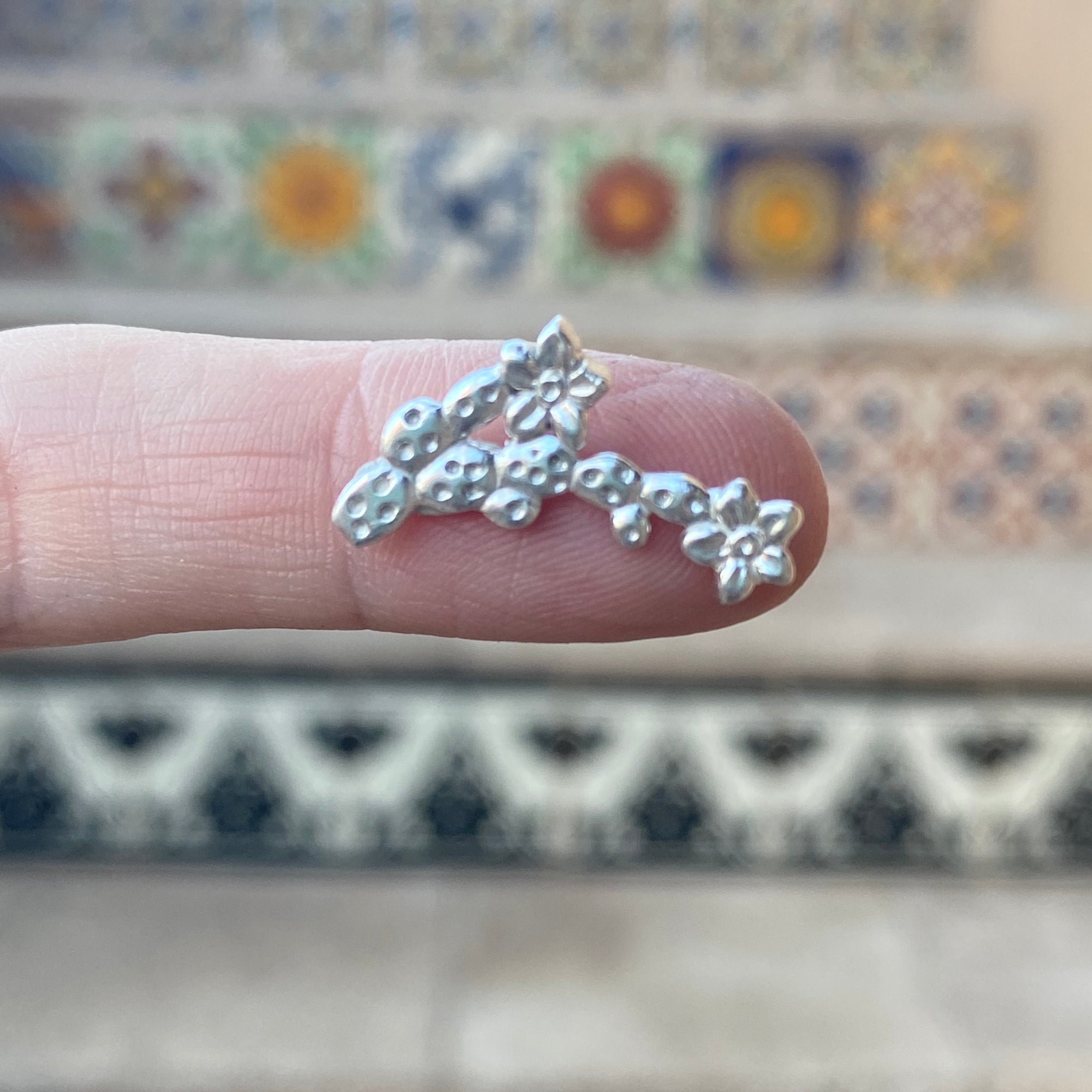 sterling silver flowering prickly pear casting